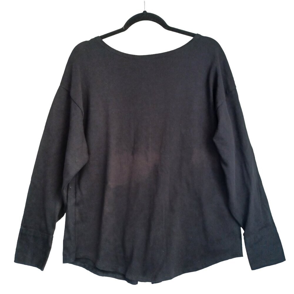 Zara‎ Top Black Long Sleeve Popover Pleat Back Detail Womens Small NEW